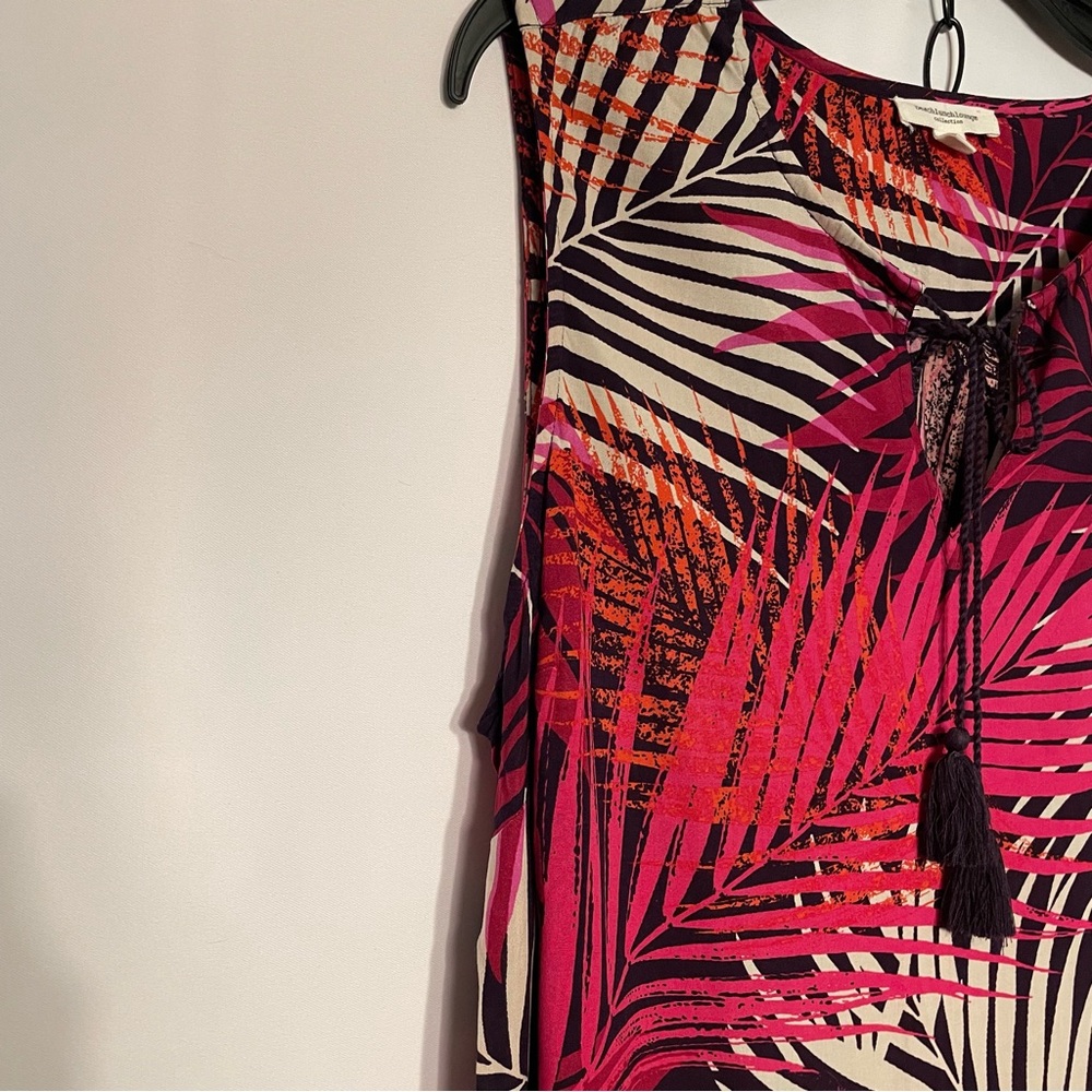 beach lunch lounge Palm Leaf Sun Dress Midi Women 1X Beachy Summer Flowy Orange - Picture 9 of 9